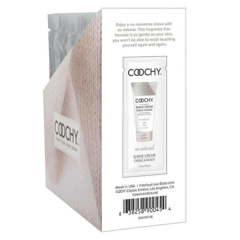 Coochy Shave Cream-Au Natural 15ml Foil Display Of 24