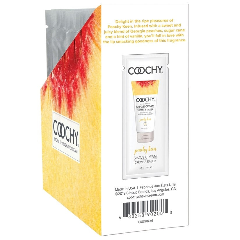 Coochy Shave Cream-Peachy Keen 15ml Foil Display Of 24