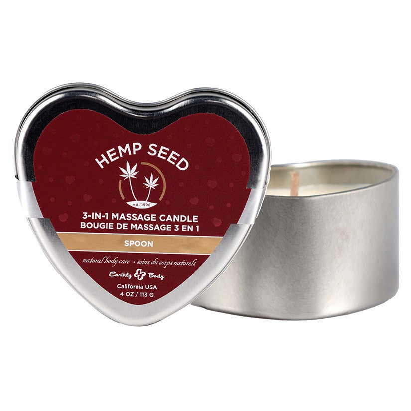 Earthly Body Valentine 3-In-1 Massage Heart Candle-Spoon 4.7oz