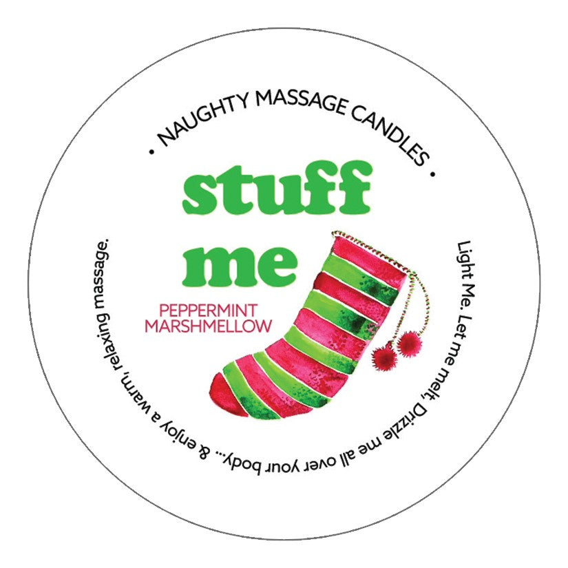 Kama Sutra Naughty Holiday Mini Massage Candle-Stuff Me Peppermint Marshmellow 1.7oz