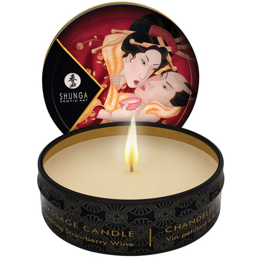 Shunga Mini Massage Candle-Sparkling Strawberry Wine 1oz