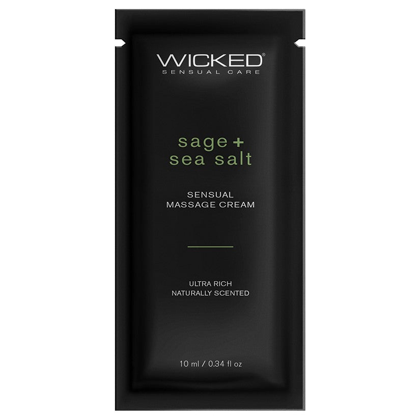 Wicked Sensual Massage Cream-Sage + Sea Salt Scented 10ml Foil